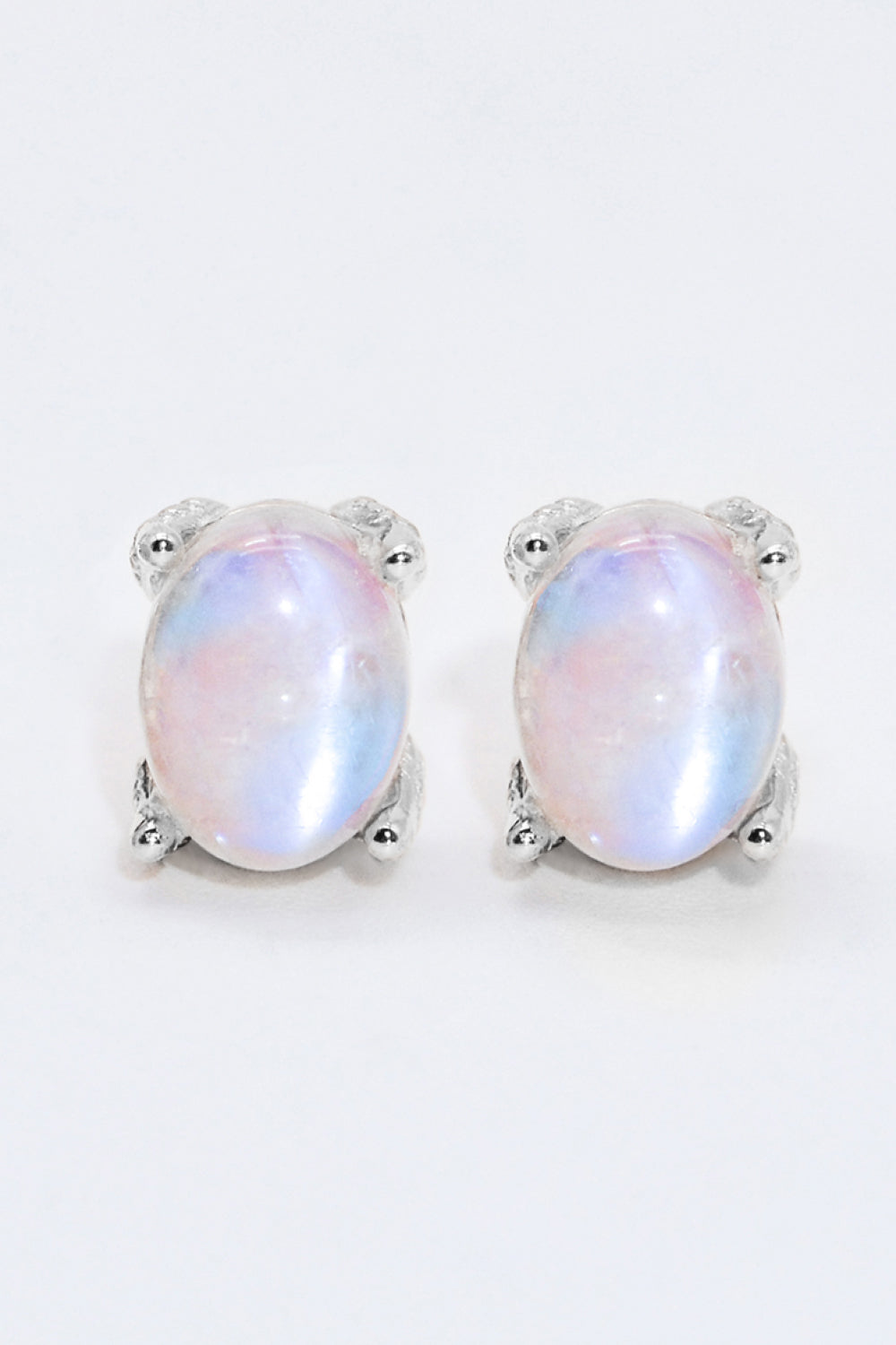 Natural Moonstone 4-Prong Stud Earrings - Cheeky Chic Boutique