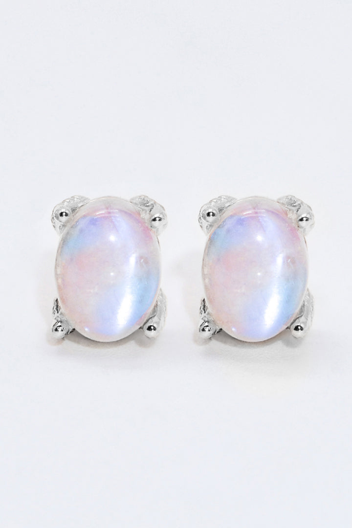 Natural Moonstone 4-Prong Stud Earrings - Cheeky Chic Boutique