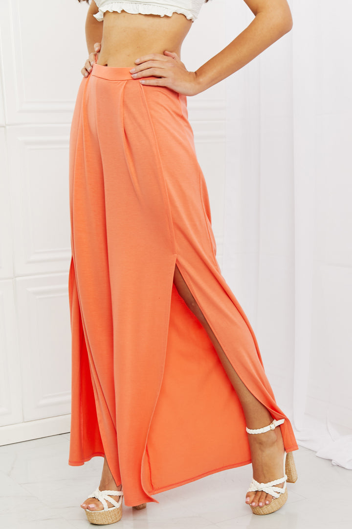 Culture Code Heatwave Front Slit Flowy Pants in Sherbet - Cheeky Chic Boutique