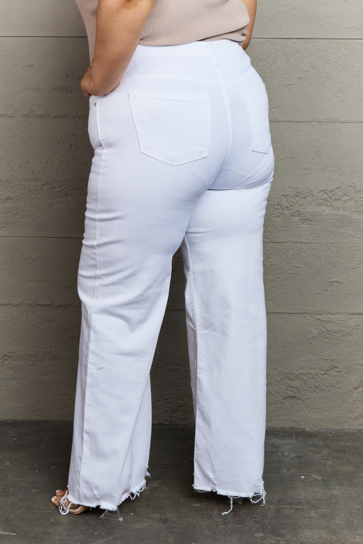 RISEN Raelene Full Size High Waist Wide Leg Jeans in White - Cheeky Chic Boutique