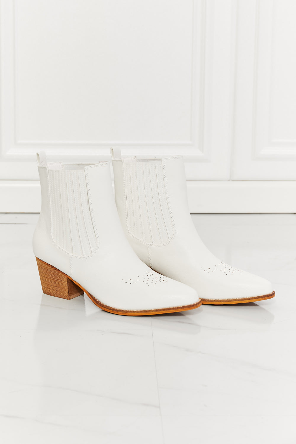 MMShoes Love the Journey Stacked Heel Chelsea Boot in White - Cheeky Chic Boutique