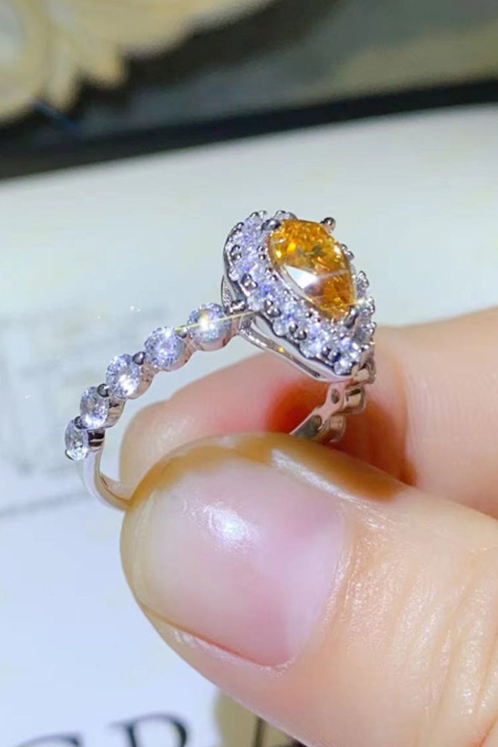 Sommer 1 Carat Moissanite Contrast Teardrop Ring - Cheeky Chic Boutique