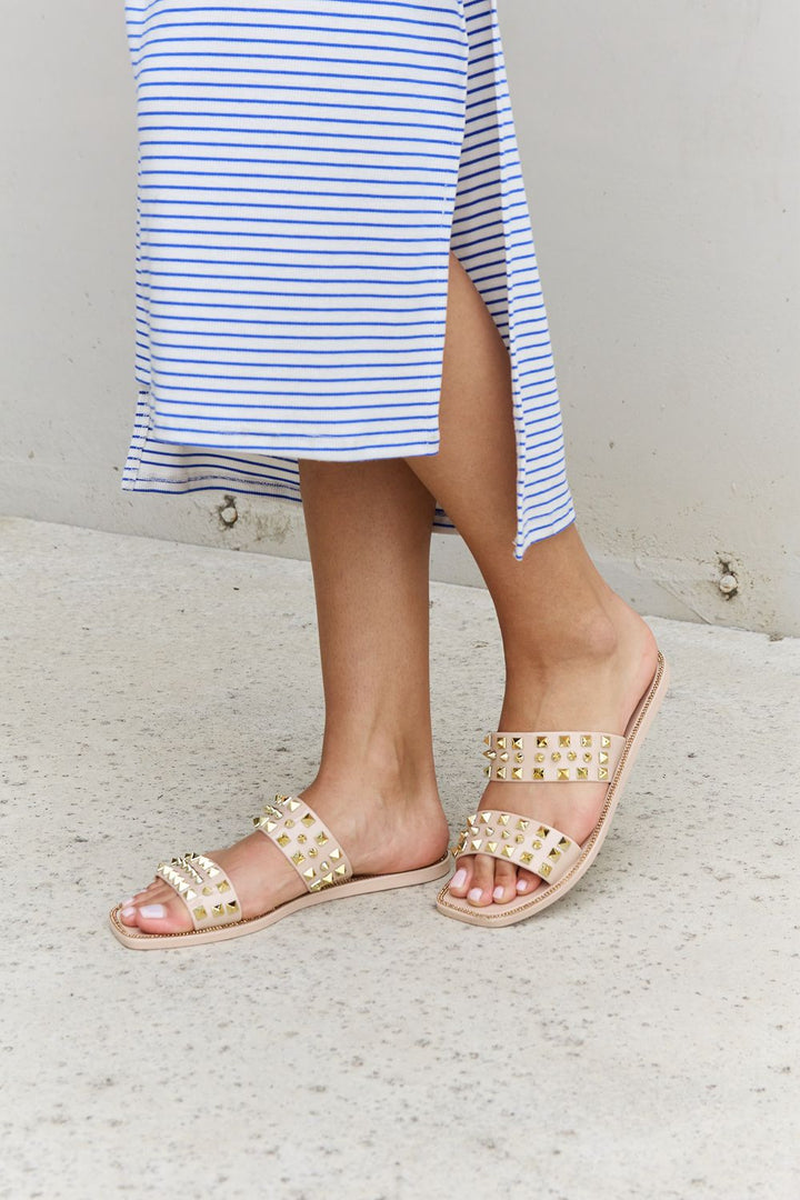 Forever Link Studded Double Strap Slide Jelly Sandal - Cheeky Chic Boutique