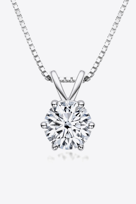 925 Sterling Silver 1 Carat Moissanite Pendant Necklace - Cheeky Chic Boutique