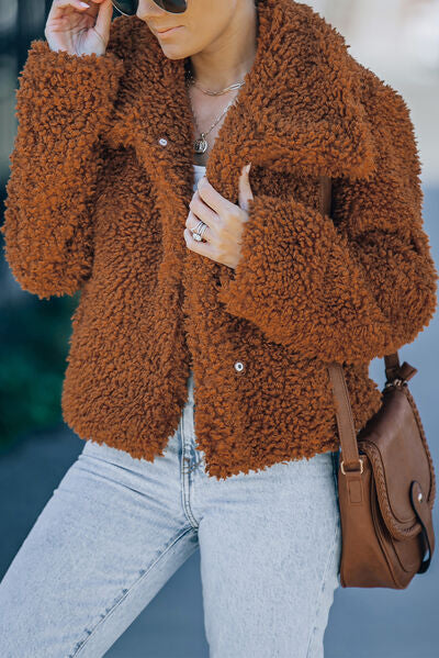 Chestnuts Roasting Fuzzy Jacket - Cheeky Chic Boutique