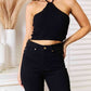 Basic Bae Halter Neck Ribbed Cropped Knit Top - Cheeky Chic Boutique
