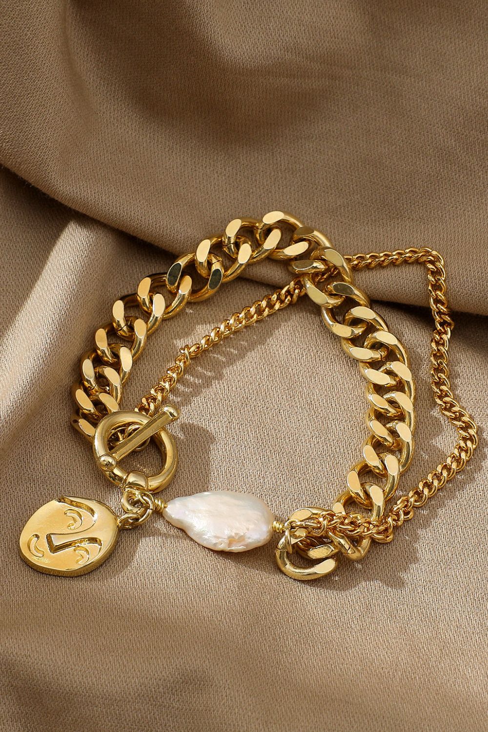 Gold Chain & Pearl Bracelet - Cheeky Chic Boutique