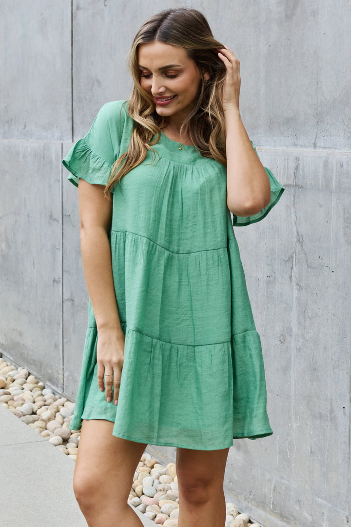 Sweet As Can Be Textured Babydoll Mini Dress - Cheeky Chic Boutique