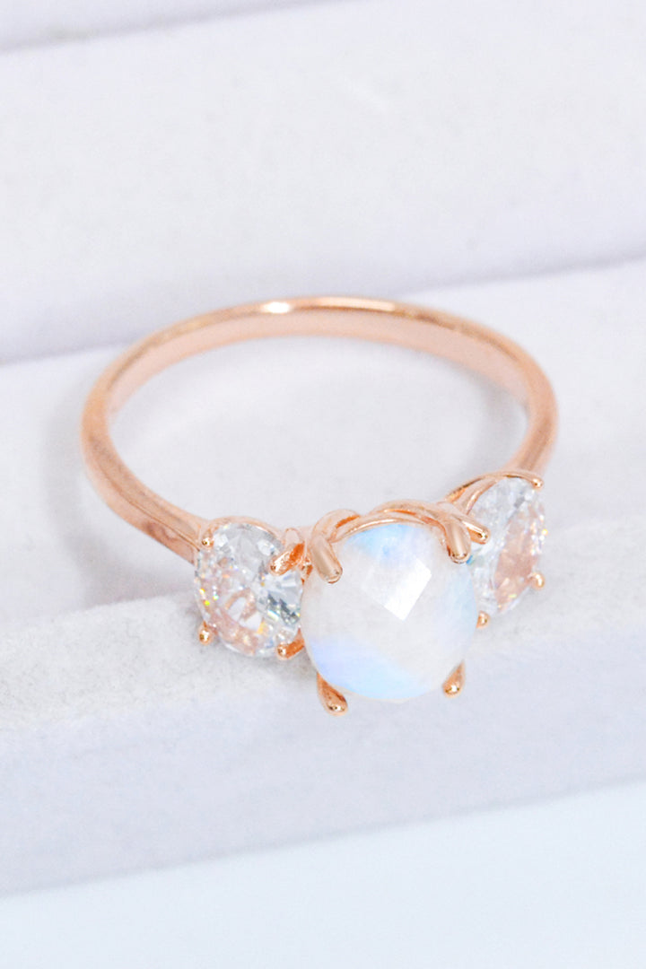 Natural Moonstone and Zircon Ring - Cheeky Chic Boutique