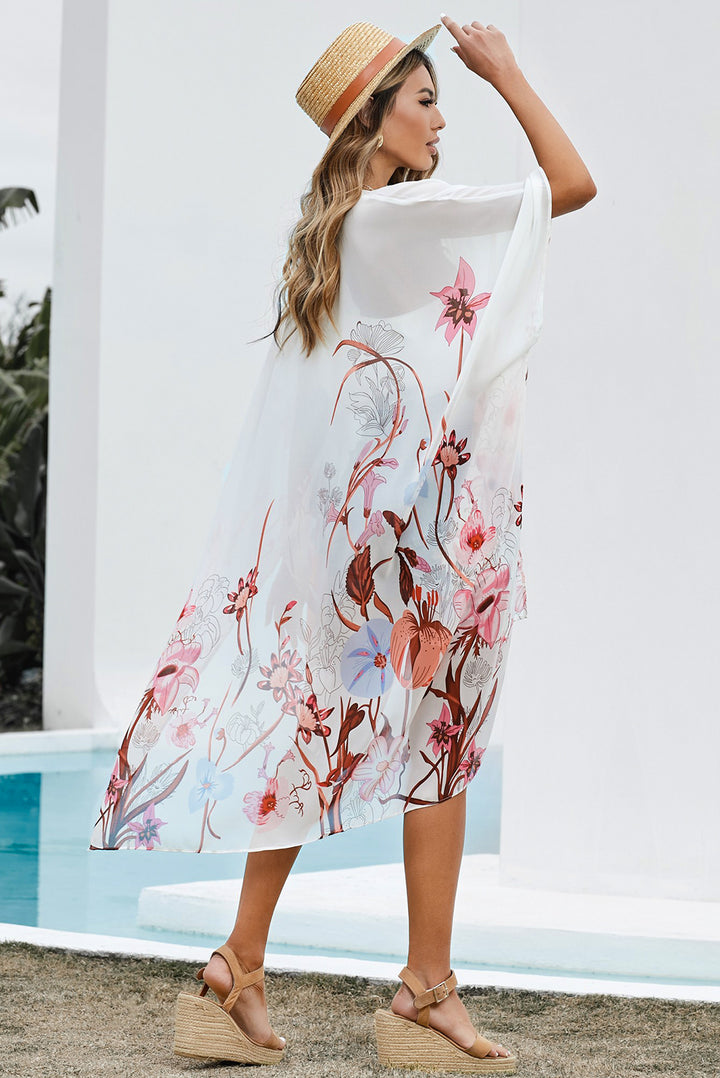 PRE-ORDER Floral Print High-Low Cardigan - Cheeky Chic Boutique