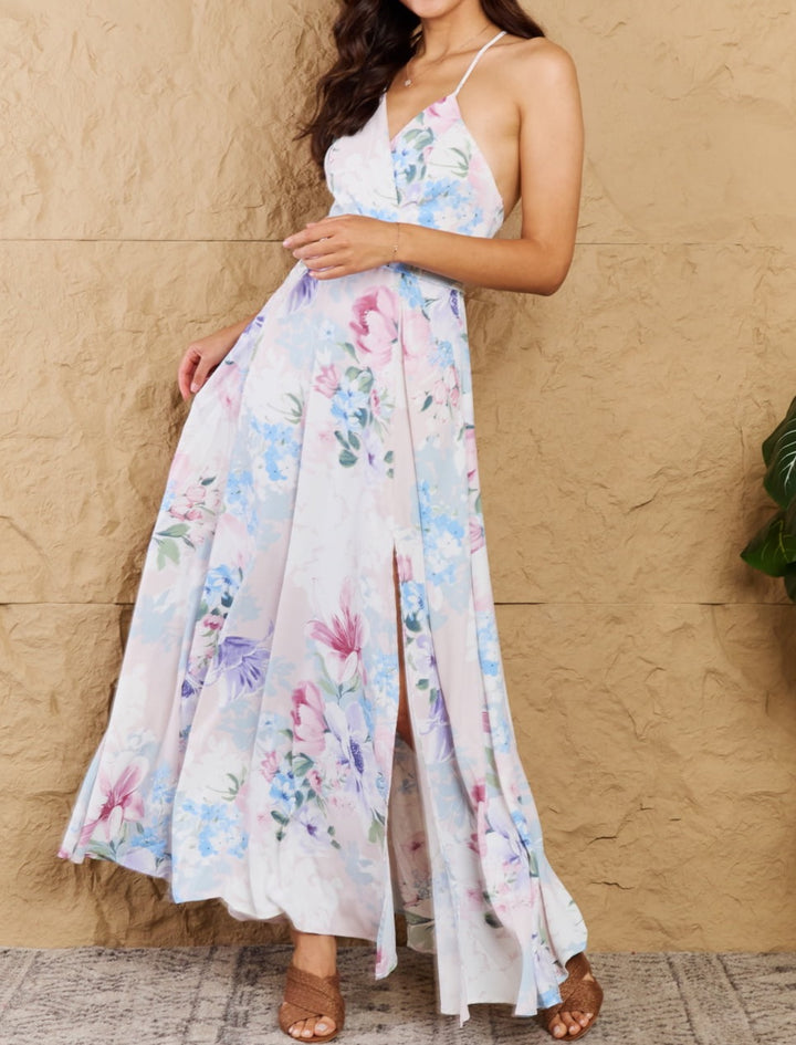 OneTheLand Colorful Floral Print Sleeveless Maxi Dress - Cheeky Chic Boutique