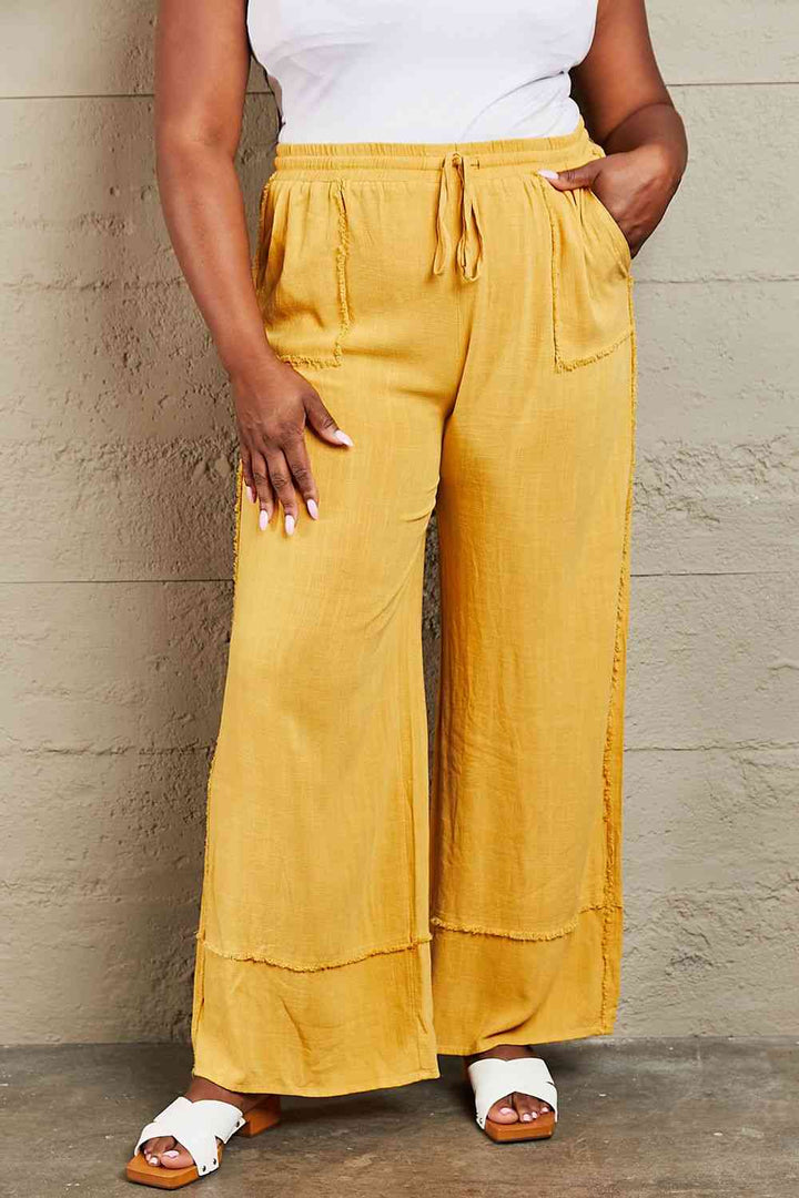 HEYSON Love Me Full Size Mineral Wash Wide Leg Pants - Cheeky Chic Boutique