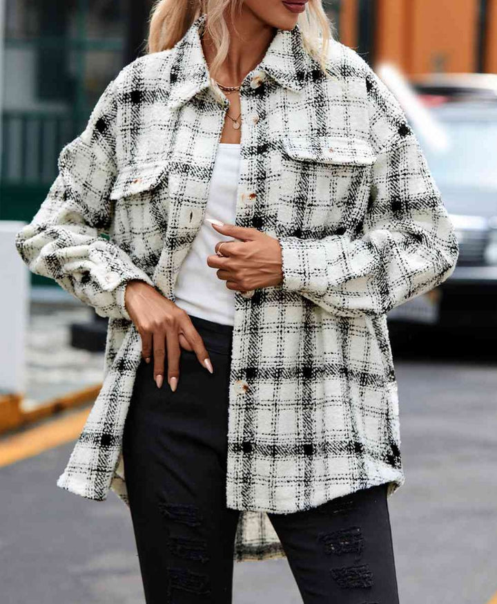 Toasted Marshmallow Plaid Shacket - Cheeky Chic Boutique