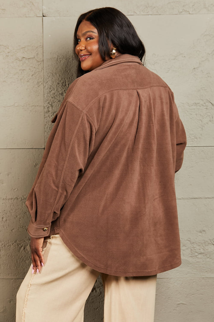 Cozy Girl Coffee Shacket - Cheeky Chic Boutique