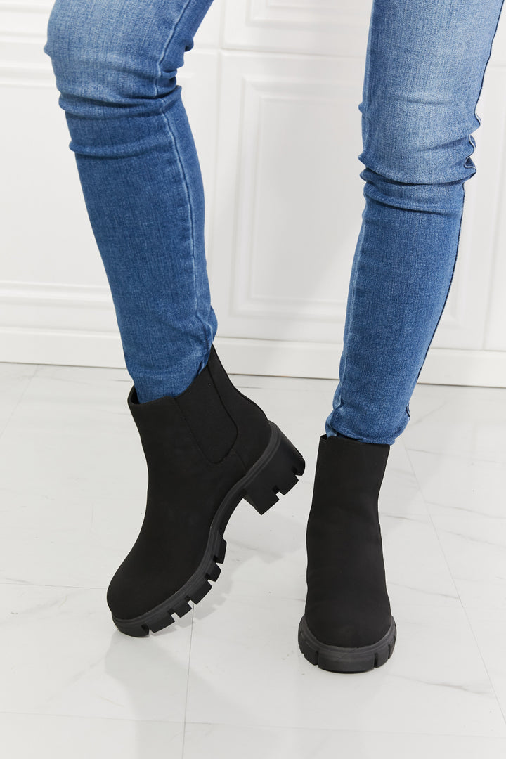 MMShoes Work For It Matte Lug Sole Chelsea Boots in Black - Cheeky Chic Boutique