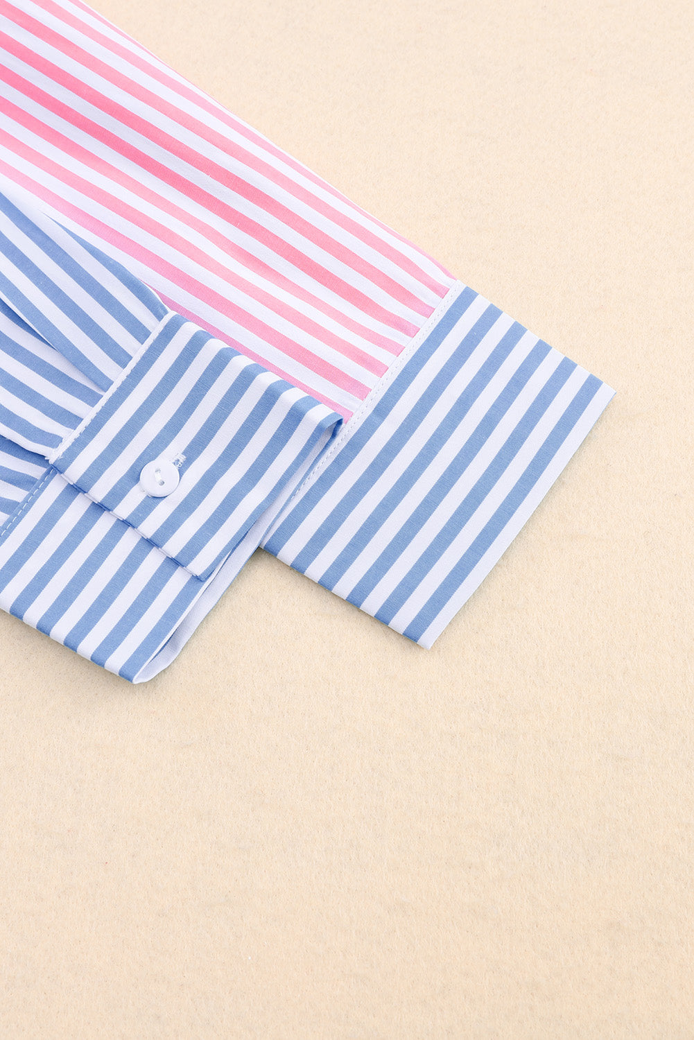 Striped Two-Tone Long Sleeve Shirt with Pocket - Cheeky Chic Boutique