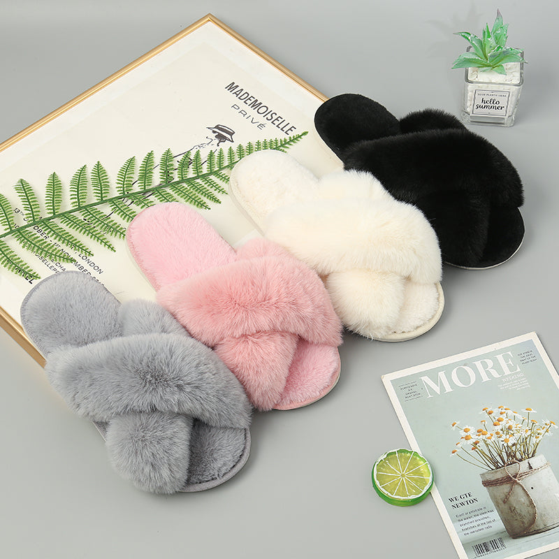 Movie Night Faux Fur Slippers - Cheeky Chic Boutique