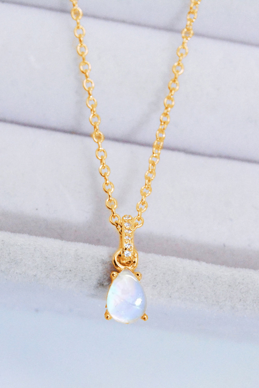 Moonstone Teardrop Pendant Necklace - Cheeky Chic Boutique