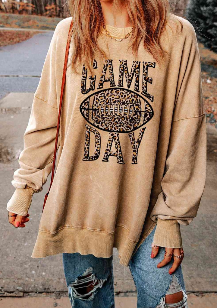 Game Day Leopard Football Graphic Sweatshirt - Cheeky Chic Boutique