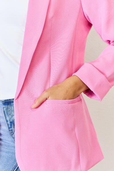 Zenana Open Front Long Sleeve Blazer - Cheeky Chic Boutique